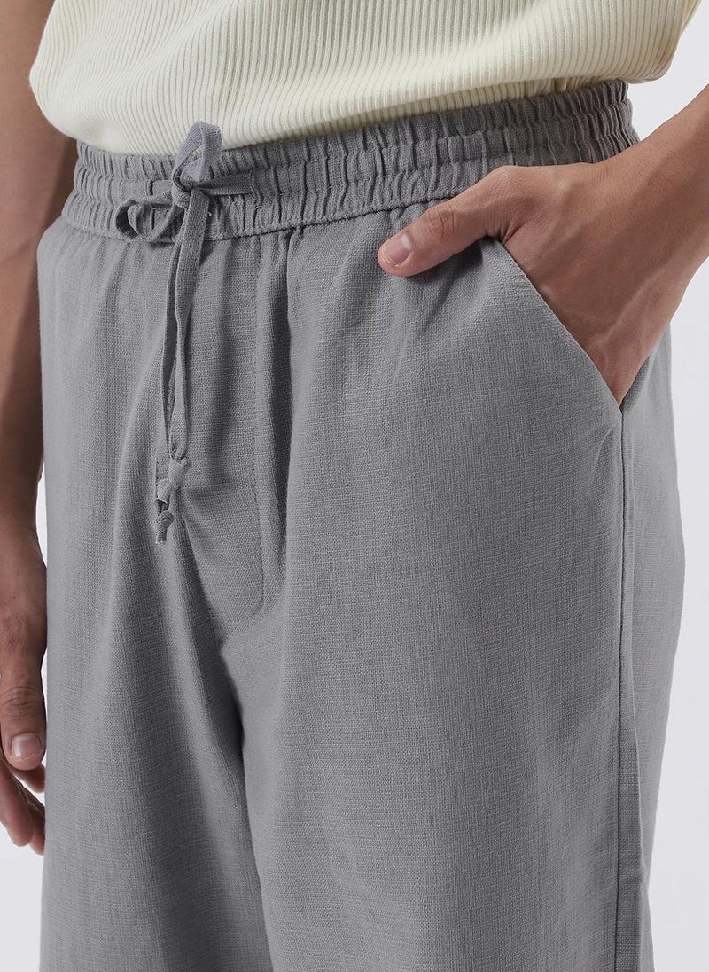 Urbano Fashion Men's Grey Loose Fit Solid Linen Blend Trousers Non-Stretchable - Image 5